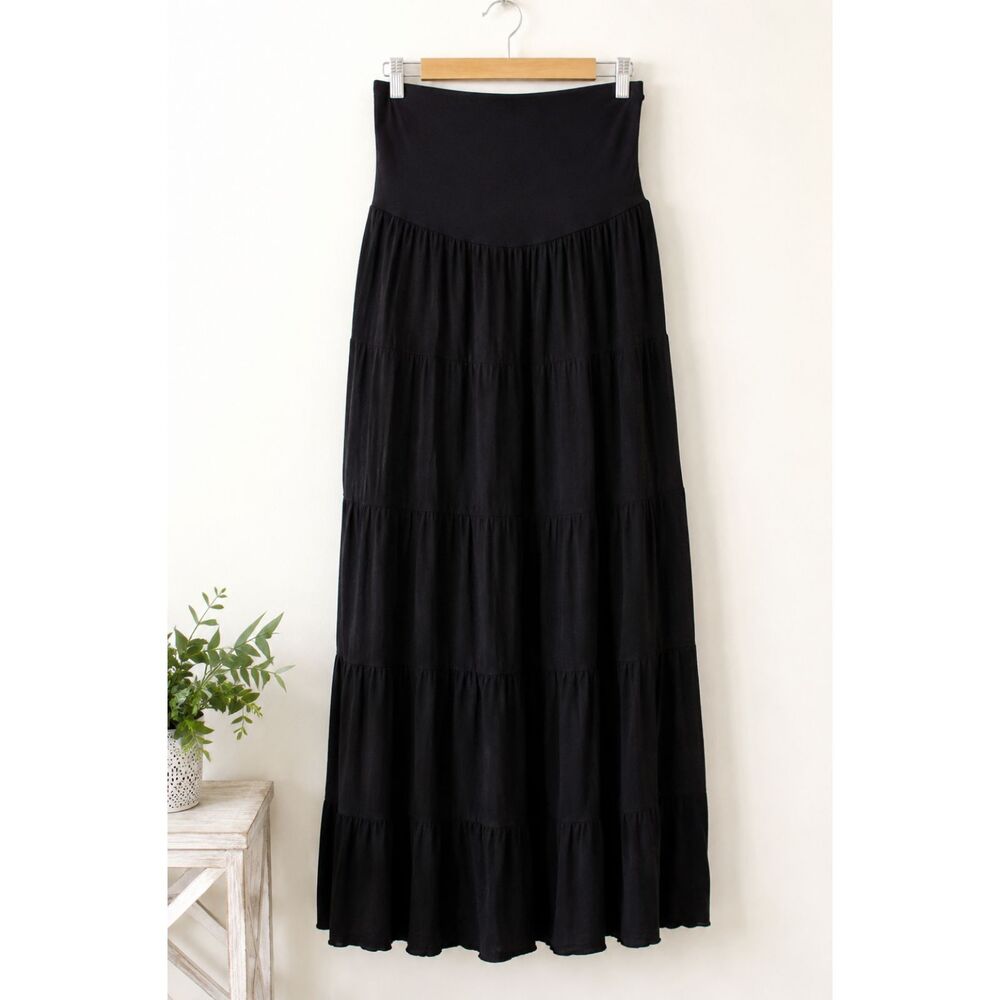 Motherhood Maternity Secret Fit Belly Maxi Skirt Small Black